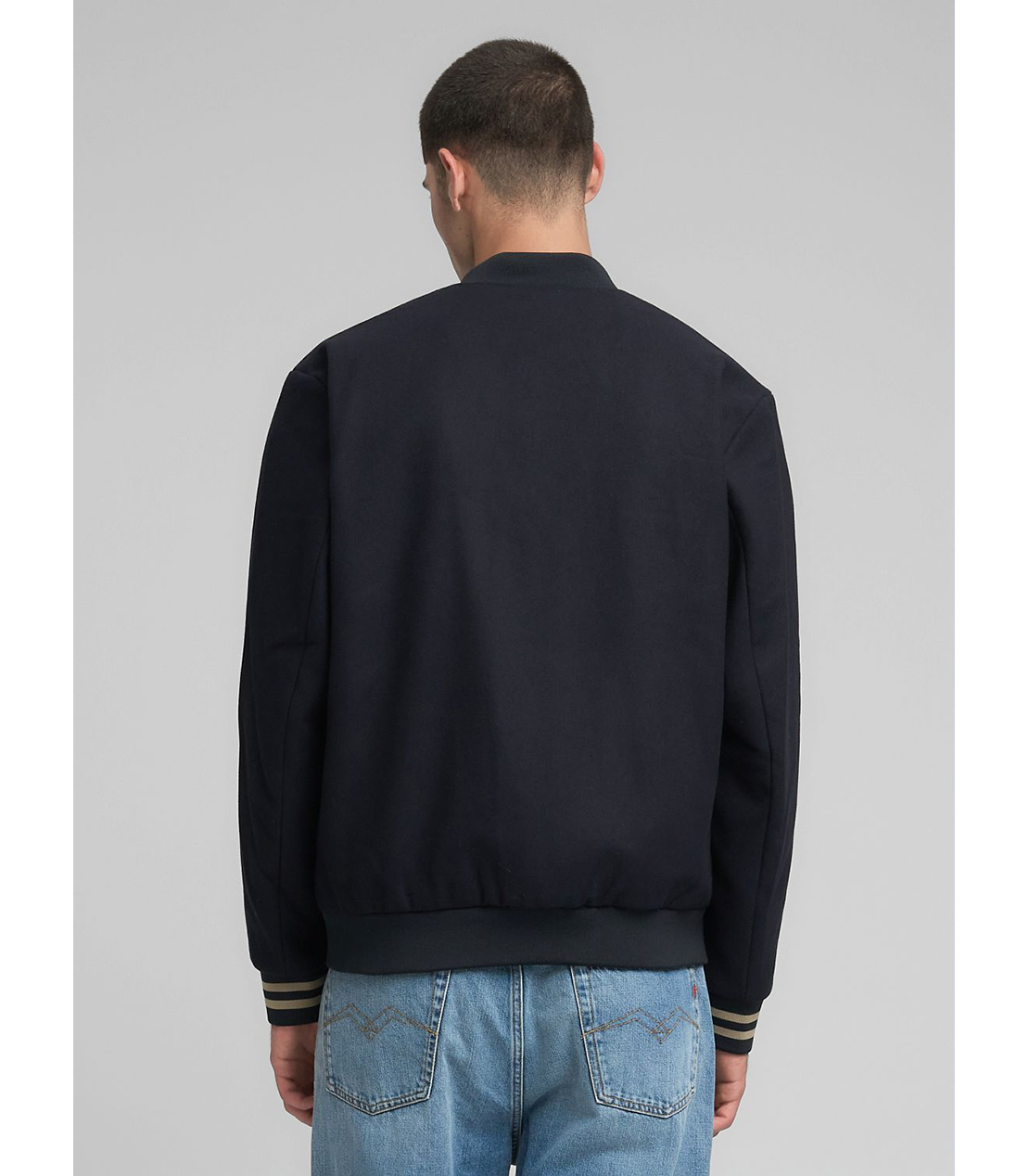 ウールブレンド バーシティ ボンバージャケット 詳細画像 ダークブルー 3